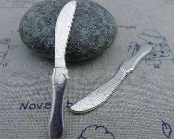 Accessories - 10 Pcs Of Antique Silver Dinner Knife Charms 6x54mm A860