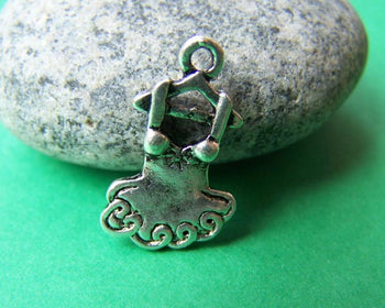 Accessories - 10 Pcs Of Antique Silver Dress Charms 12x20mm A2480
