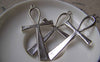 Accessories - 10 Pcs Of Antique Silver Egyptian Ankh Cross Charms Huge Size 29x55mm A886