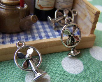 Accessories - 10 Pcs Of Antique Silver Electric Fan Charms 11x15mm A878
