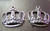 Accessories - 10 Pcs Of Antique Silver Filigree Crown Pendants Charms  29x33mm A761