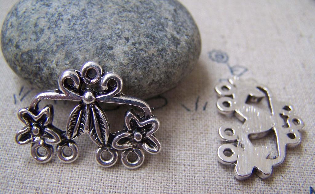 Accessories - 10 Pcs Of Antique Silver Filigree Leaf Flower Connector Charms  18x27mm A2915