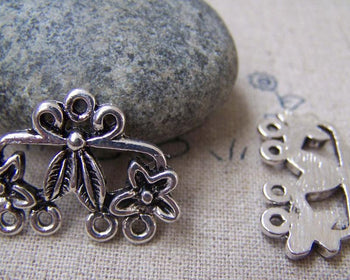 Accessories - 10 Pcs Of Antique Silver Filigree Leaf Flower Connector Charms  18x27mm A2915