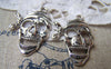Accessories - 10 Pcs Of Antique Silver Filigree Skull Pirate Charms 19x25mm A1568