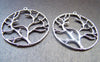 Accessories - 10 Pcs Of Antique Silver Filigree Tree Round Pendants Charms 40mm A1356