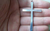Accessories - 10 Pcs Of Antique Silver Flat Cross Charms Huge Size  36x60mm A3800