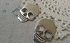Accessories - 10 Pcs Of Antique Silver Flat Skull Charms 22x31mm  A6452