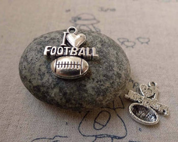 Accessories - 10 Pcs Of Antique Silver Football Charms 18x20mm A6244