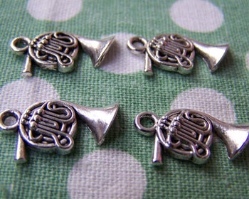 Accessories - 10 Pcs Of Antique Silver French Horn Charms 14x17mm A1676