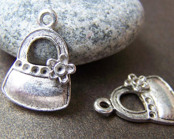 Accessories - 10 Pcs Of Antique Silver Handbag Charms Pendants 14x20mm A856
