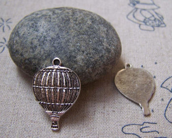 Accessories - 10 Pcs Of Antique Silver Hot Air Balloon Charms 18x25mm A4026