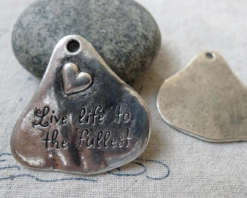 Accessories - 10 Pcs Of Antique Silver Irregular Heart Pendants 33x34mm A6611