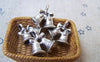 Accessories - 10 Pcs Of Antique Silver Jingle Bell Christmas Charms 15x15mm A846