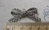 Accessories - 10 Pcs Of  Antique Silver Lace Edge Bow Tie Knot Connectors Pendants Charms 23x43mm A6659