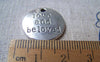 Accessories - 10 Pcs Of Antique Silver Love Round Charms 20mm A1329