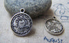 Accessories - 10 Pcs Of Antique Silver Lovely Angel Round Charms 16mm A1383