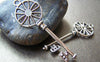 Accessories - 10 Pcs Of Antique Silver Lovely Flower Key Charms Pendants 20x60mm A1241