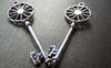 Accessories - 10 Pcs Of Antique Silver Lovely Flower Key Charms Pendants 20x60mm A1241