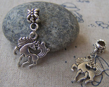 Accessories - 10 Pcs Of Antique Silver Lovely Horse Charms  15x20mm A2347
