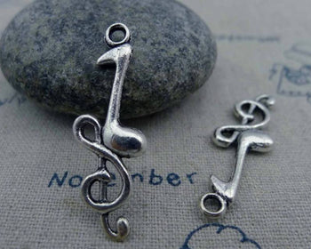 Accessories - 10 Pcs Of Antique Silver Lovely Music Note Charms 10x32mm A1662