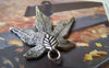 Accessories - 10 Pcs Of Antique Silver Maple Leaf Charms Pendants 31x32mm A1049