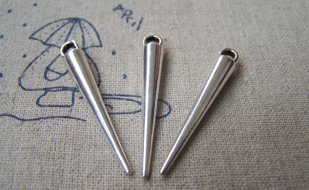 Accessories - 10 Pcs Of Antique Silver Metal Pin Spikes Charms 5x34mm A2978