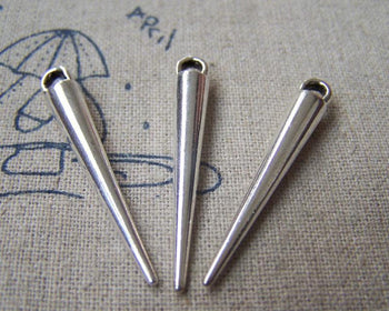 Accessories - 10 Pcs Of Antique Silver Metal Pin Spikes Charms 5x34mm A2978