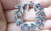 Accessories - 10 Pcs Of Antique Silver Olive Leaf Wreath Charms Pendants 38x38mm A2890