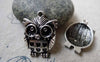 Accessories - 10 Pcs Of Antique Silver Owl Pendants Charms 17x23mm  A6359