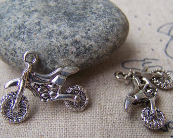 Accessories - 10 Pcs Of Antique Silver Pro Cross Country Motorcycle Charms 14x23mm A942