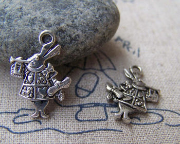 Accessories - 10 Pcs Of Antique Silver Rabbit Trumpeter Charms 16mm A1165