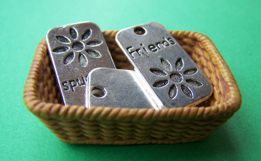 Accessories - 10 Pcs Of Antique Silver Rectangular Charms   12x23mm A1371