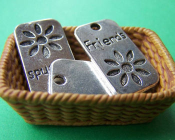 Accessories - 10 Pcs Of Antique Silver Rectangular Charms   12x23mm A1371