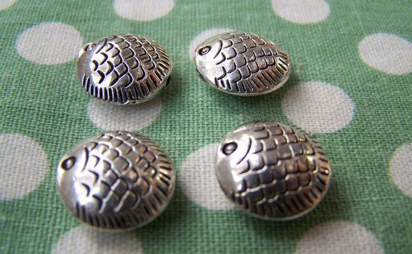 Accessories - 10 Pcs Of Antique Silver Rondelle Fish Beads 13.5mm  A1162