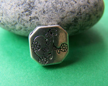 Accessories - 10 Pcs Of Antique Silver Rondelle Octagon Flower Beads Double Sided   11mm A1111