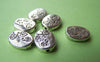 Accessories - 10 Pcs Of Antique Silver Rose Flower Oval Rondelle Beads  Double Sided 10x13mm A1110