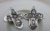 Accessories - 10 Pcs Of Antique Silver Scapular Cross Charms 23x29mm Double Sided A5939