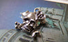Accessories - 10 Pcs Of Antique Silver Skull Heart Charms 16x20mm A1570