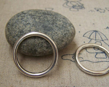 Accessories - 10 Pcs Of Antique Silver Smooth Round Circle Rings 25mm A2172