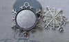 Accessories - 10 Pcs Of Antique Silver Snowflake Cameo Base Settings Match 25mm Cabochon A7644