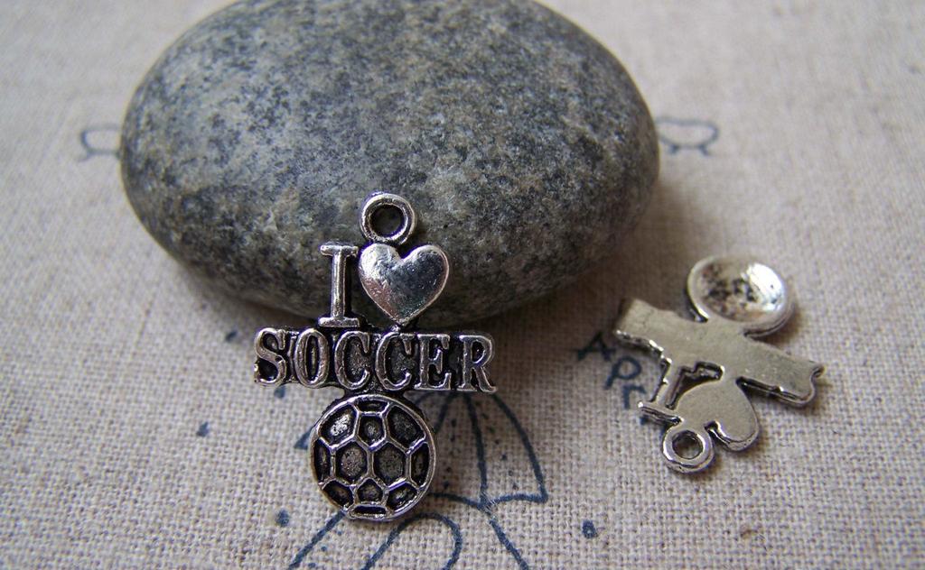 Accessories - 10 Pcs Of Antique Silver Soccer Charms 8x21mm A4965