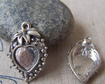 Accessories - 10 Pcs Of Antique Silver Strawberry Base Setting Match 10x10mm Heart Cameo A3473