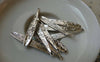 Accessories - 10 Pcs Of Antique Silver Textured Long Leaf Charms Pendants 6x42mm A5626