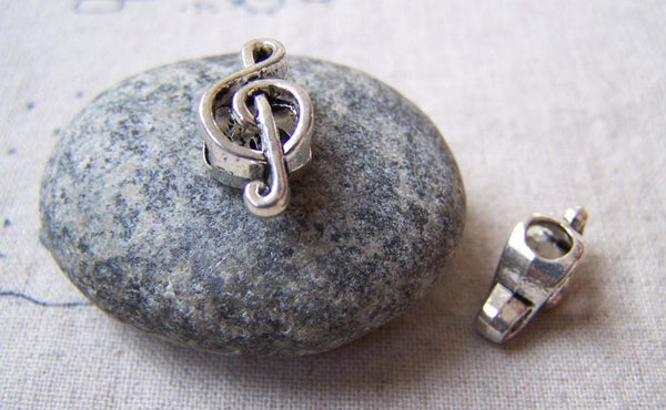 Accessories - 10 Pcs Of Antique Silver Treble Clef  Music Note Beads 6x18mm A5622