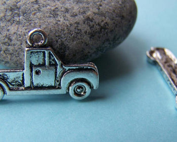 Accessories - 10 Pcs Of Antique Silver Truck Pendants Charms 15x26mm A933