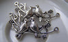 Accessories - 10 Pcs Of Antique Silver Two Love Birds On Branch Connector Charms 25x45mm A2938