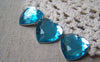 Accessories - 10 Pcs Of Blue Faceted Acrylic Heart Cabochon Cameo Pendants 18mm A4780