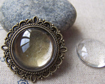 Accessories - 10 Pcs Of Crystal Glass Dome Round Cabochon Cameo 20mm A3924