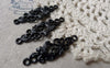 Accessories - 10 Pcs Of E-Coating Black Metal Filigree Connector Charms 12x36mm A6875