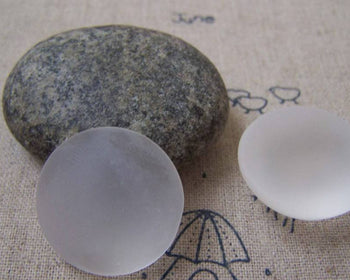 Accessories - 10 Pcs Of Frosted Glass Dome Round Cabochon Cameo 25mm A4983